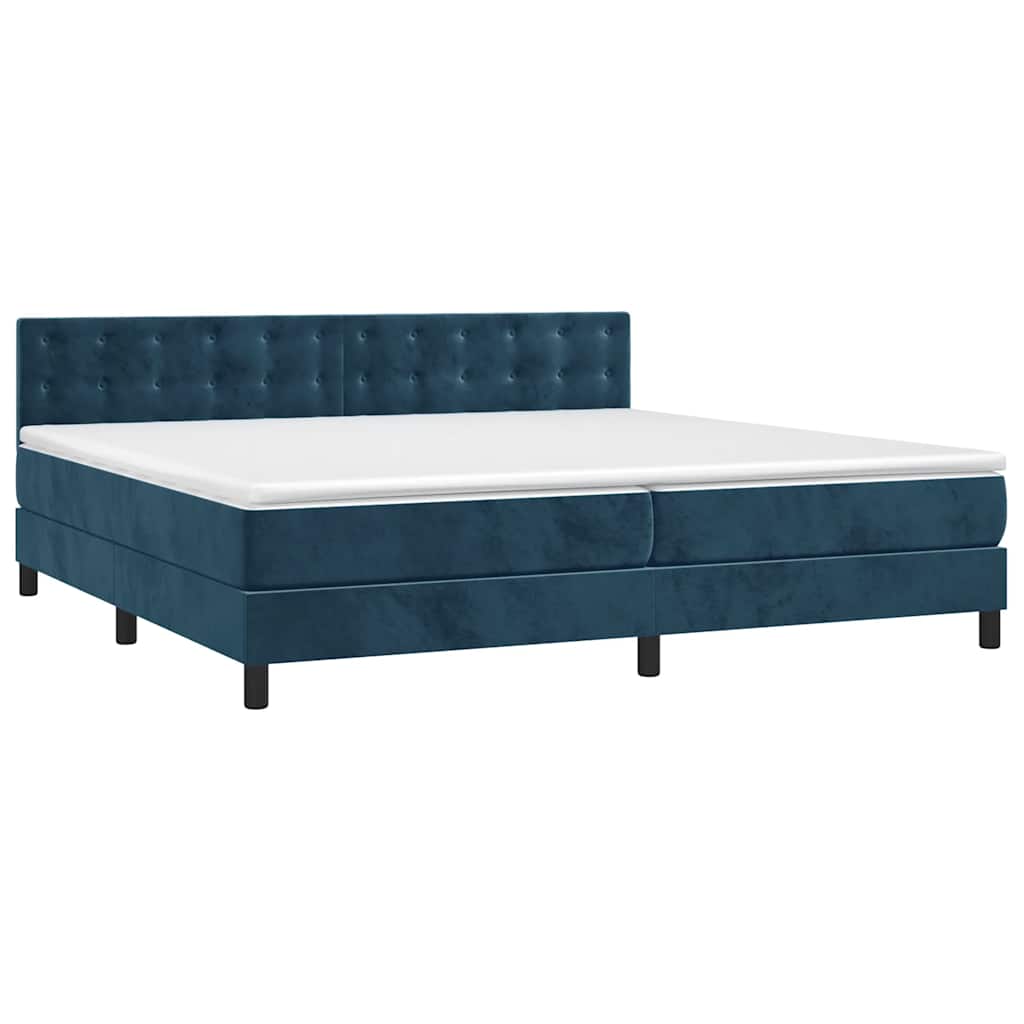 Cama com molas/colchão 200x200 cm veludo azul-escuro