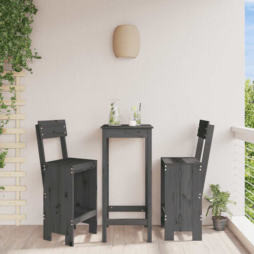 Cadeiras de bar 2 pcs 40x48,5x115,5 cm pinho maciço cinzento