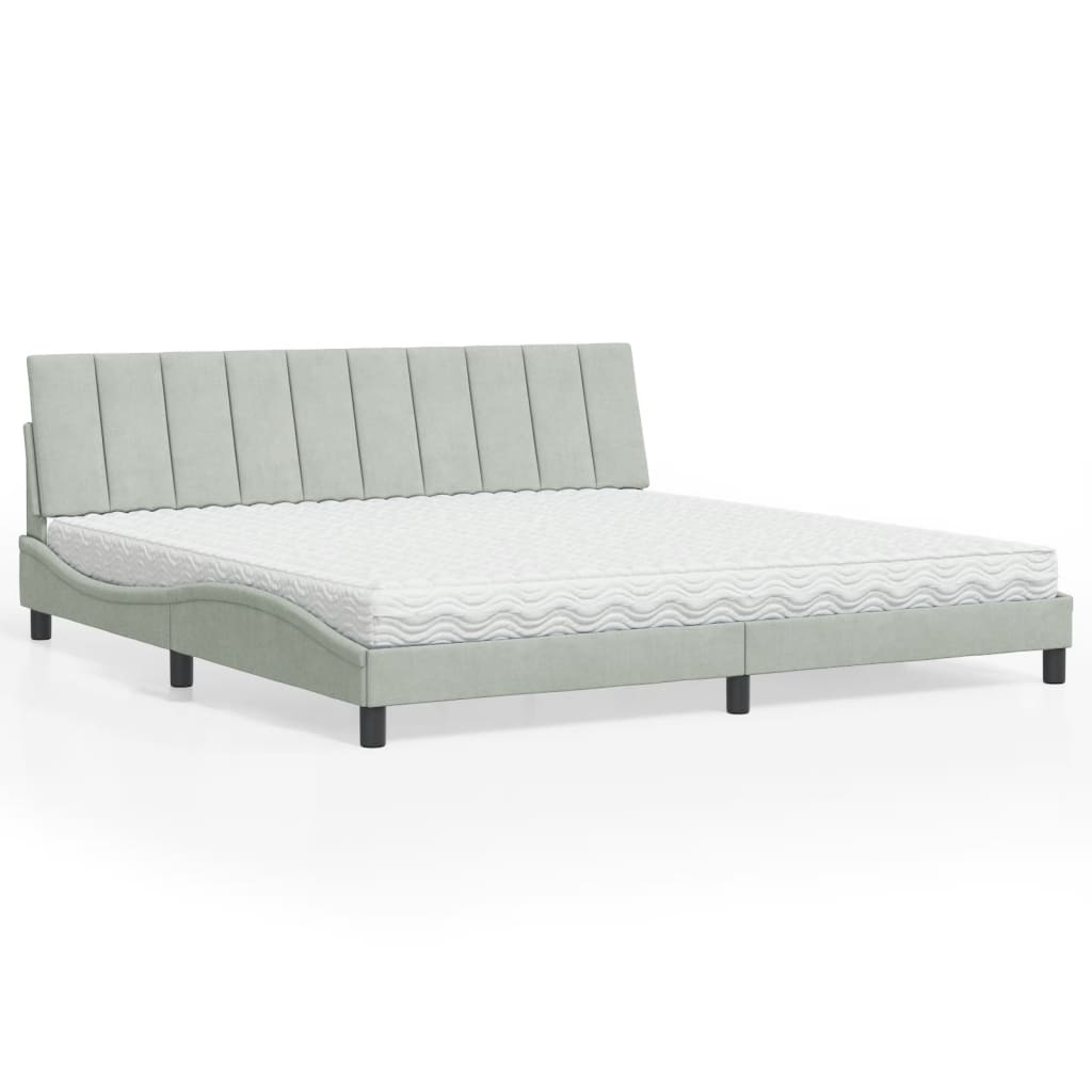 Cama com colchão hanko 200x200 cm veludo cinzento-claro