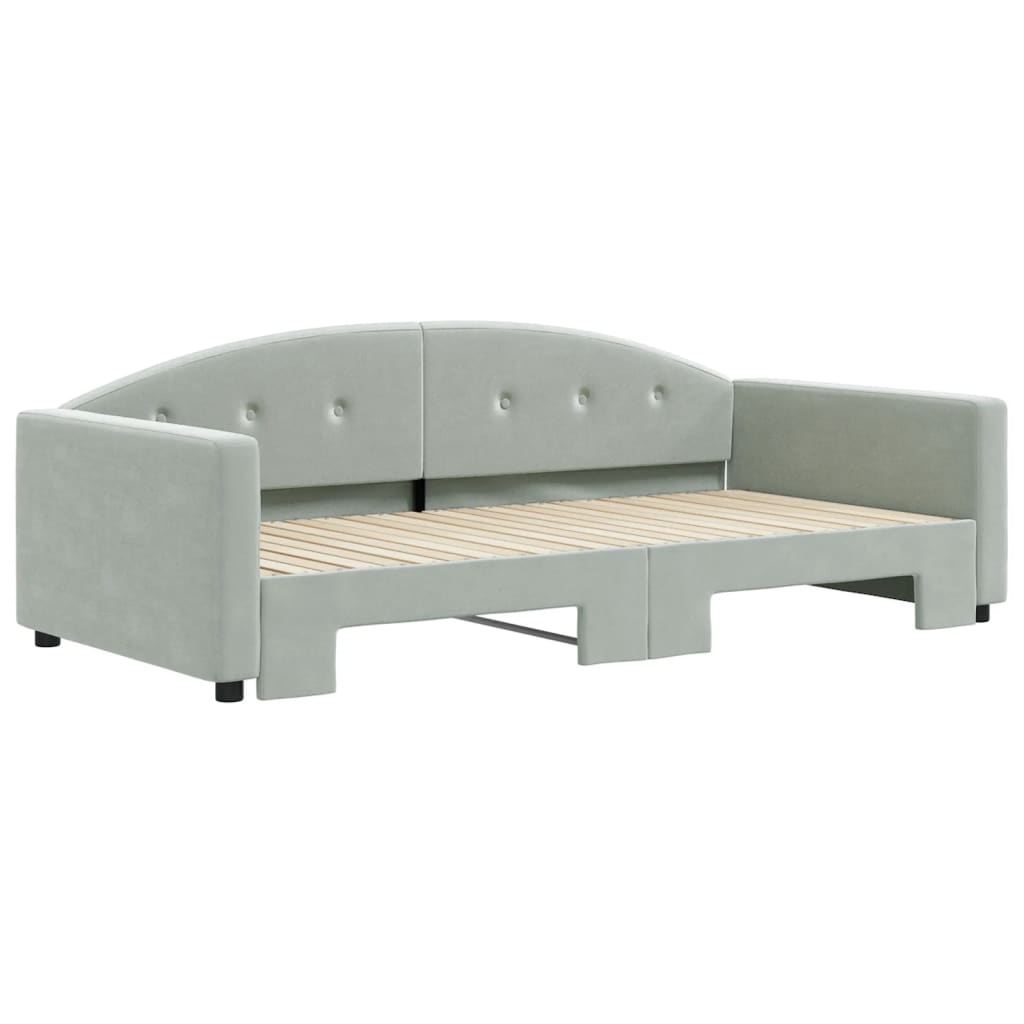 Sofá-cama com gavetão 100x200 cm veludo cinzento-claro