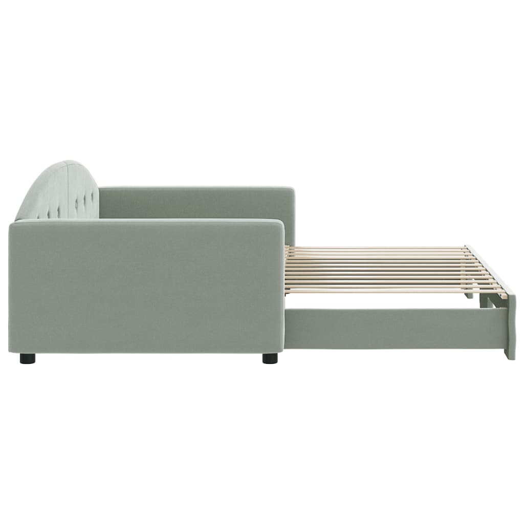 Sofá-cama com gavetão 100x200 cm veludo cinzento-claro