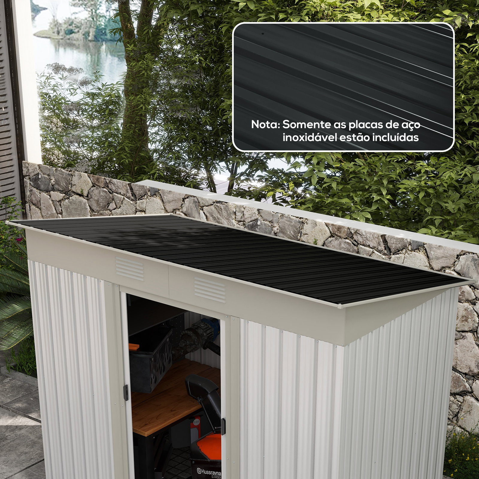Conjunto de 12 painéis para teto de aço galvanizado chapas perfiladas de teto 7m² para abrigo de ferramentas 129x45cm cinzento escuro