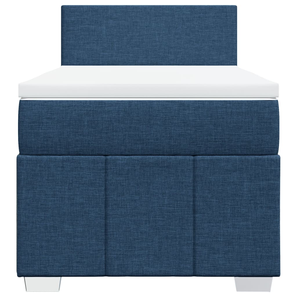 Cama com molas/colchão 90x200 cm tecido azul