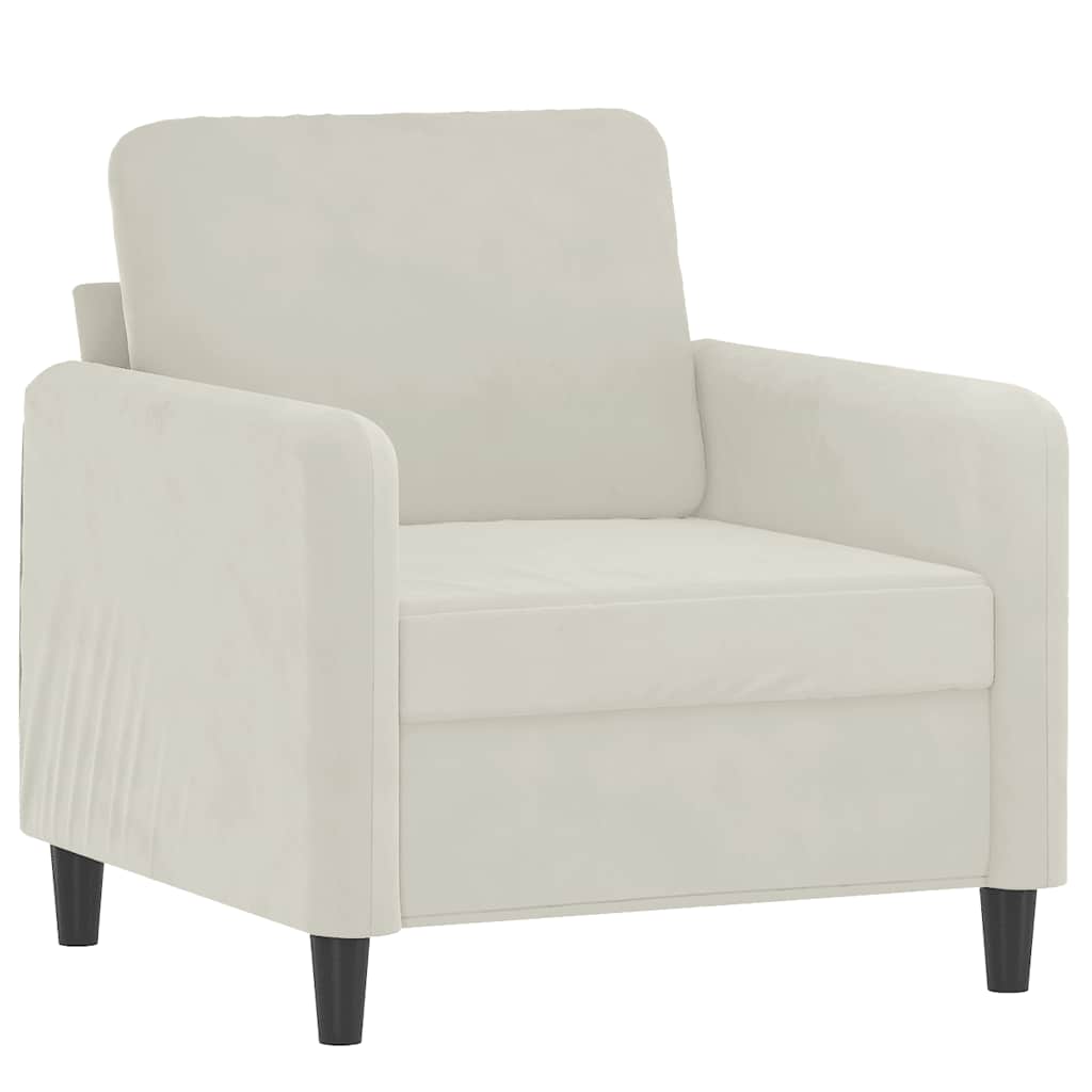 Poltrona com apoio de pés 60 cm veludo cor creme
