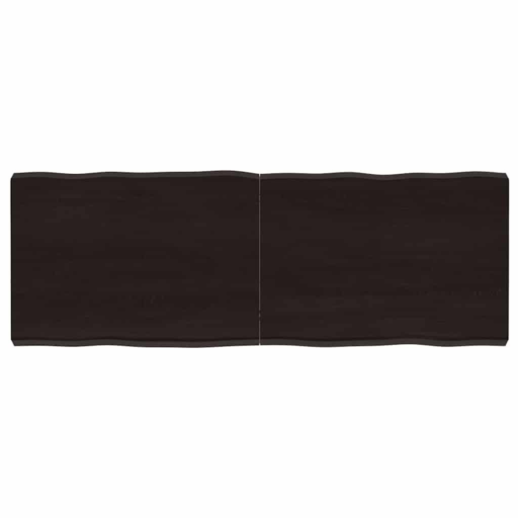 Tampo de mesa com bordas vivas maciço tratado castanho-escuro