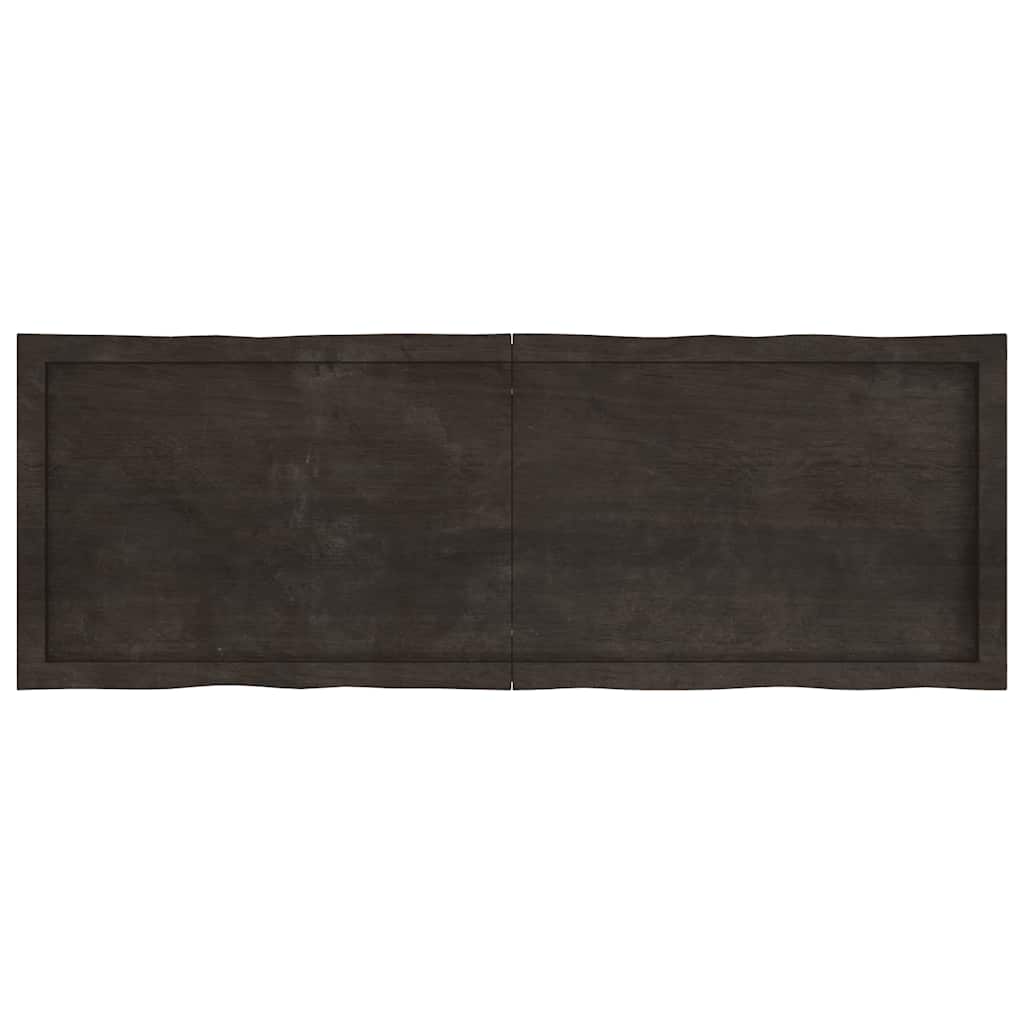 Tampo de mesa com bordas vivas maciço tratado castanho-escuro