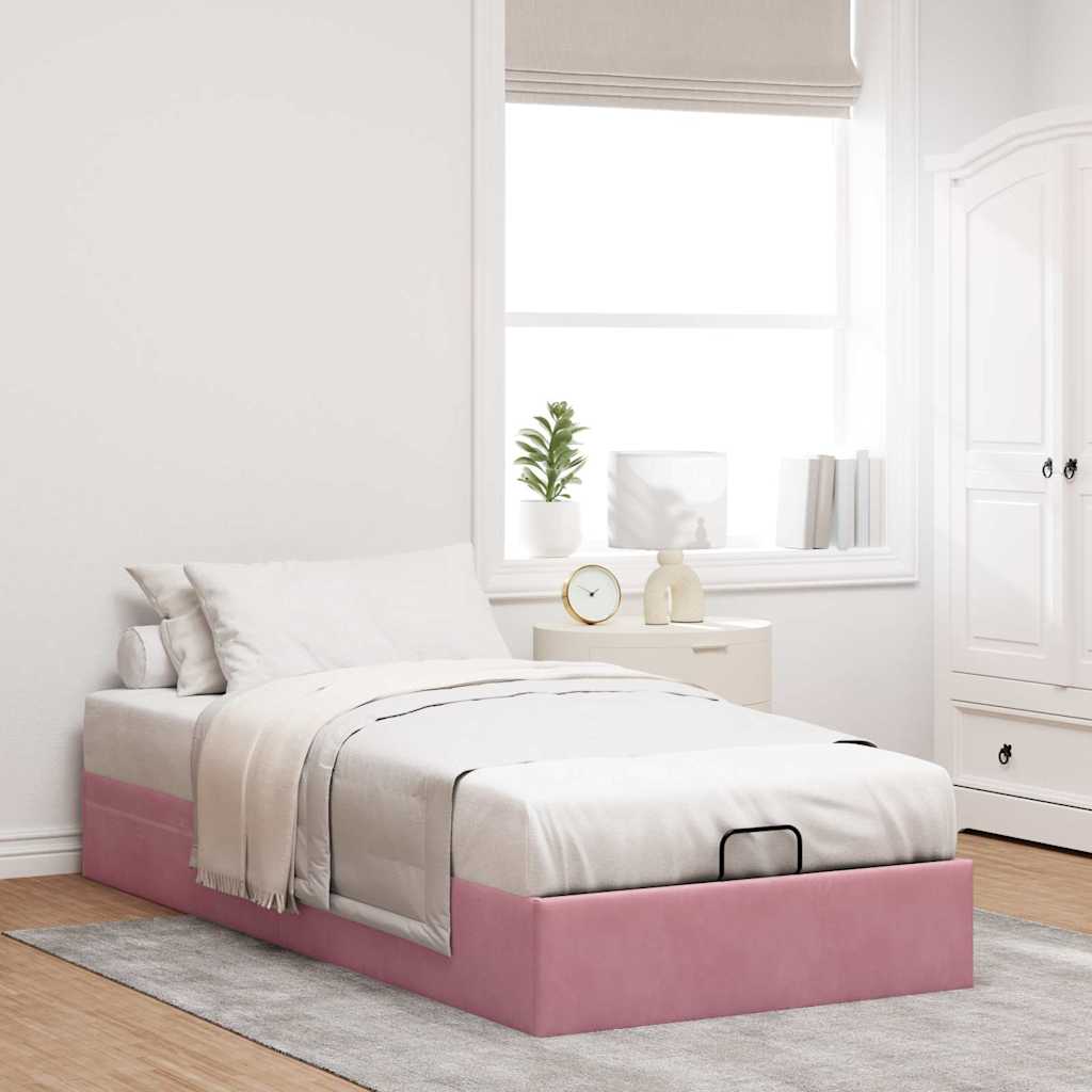 Ottoman bed frame no colchão rosa 90x200 cm veludo