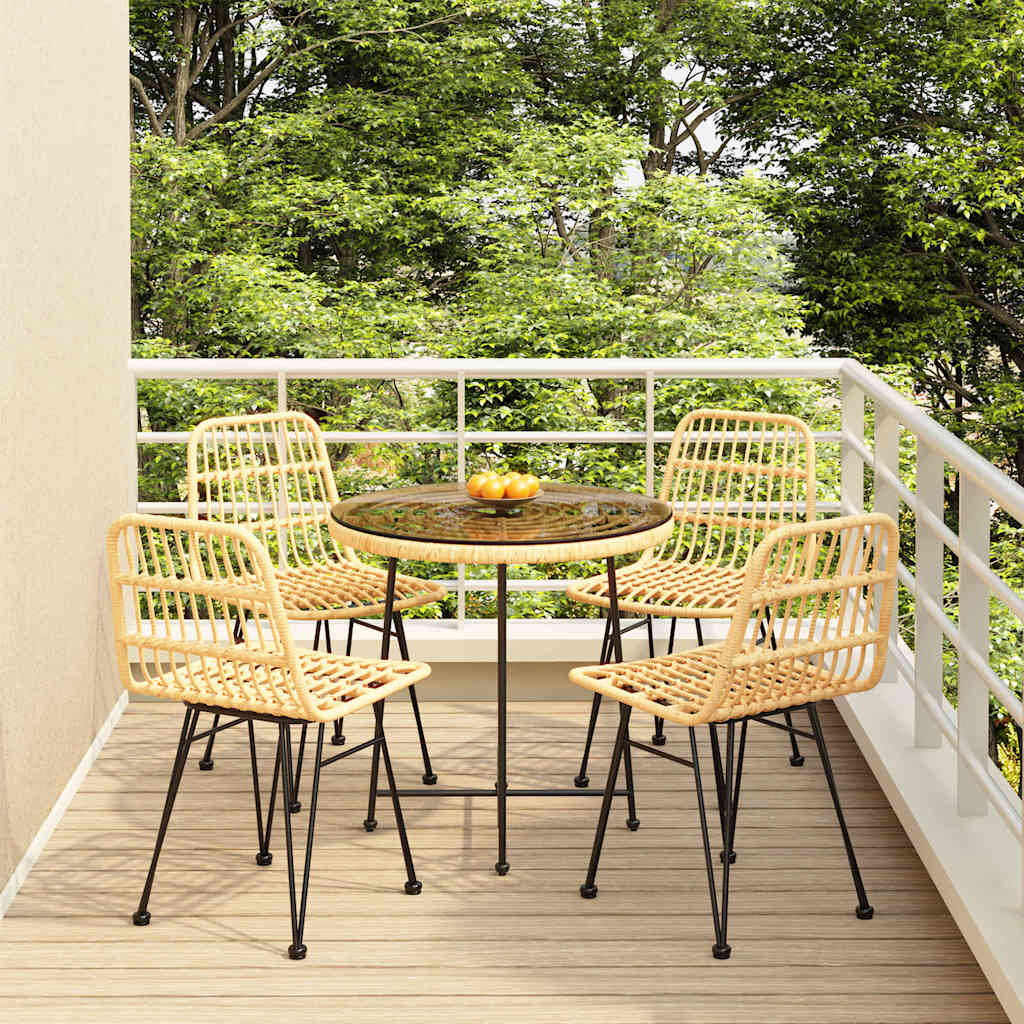 5 Pcs conjunto de jantar p/ jardim vime PE