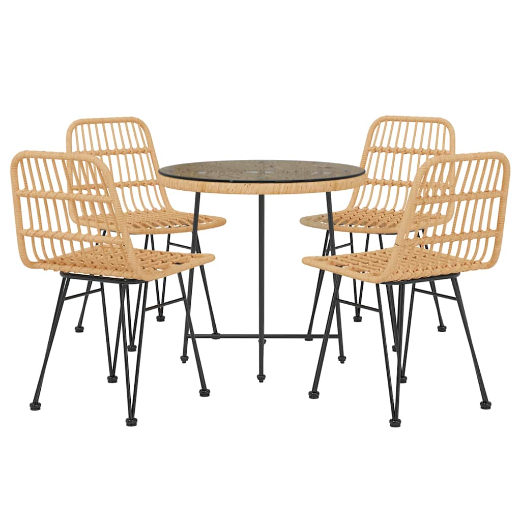 5 Pcs conjunto de jantar p/ jardim vime PE