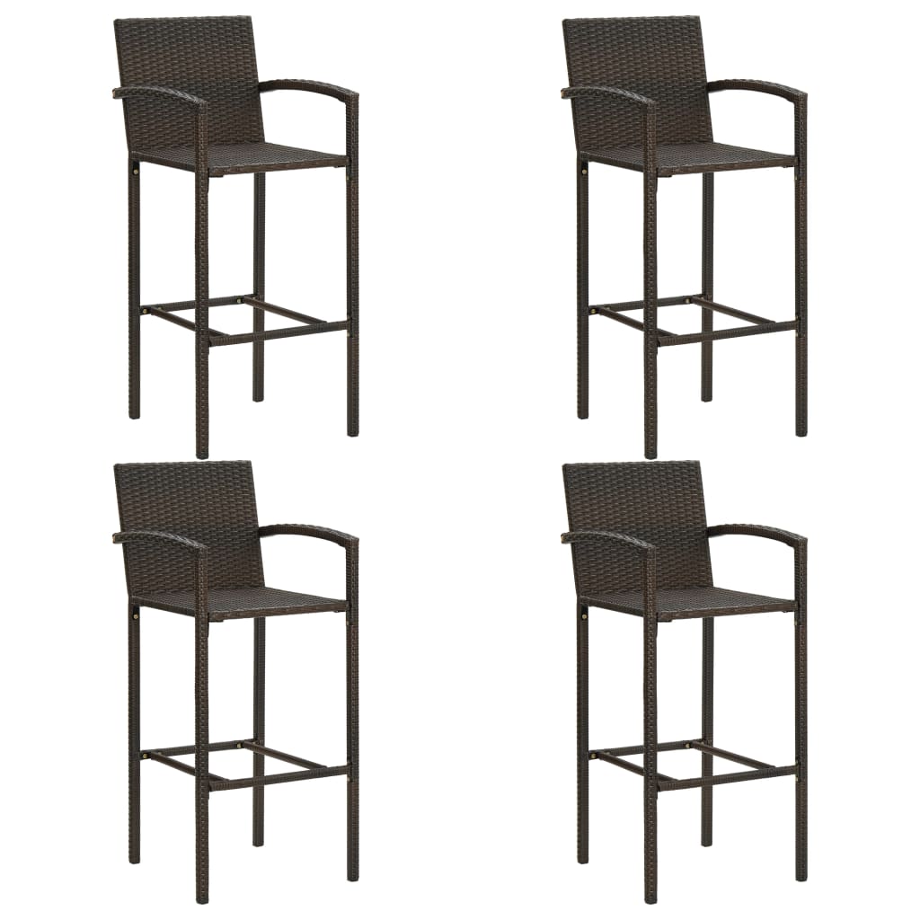 5 Pcs conjunto bar exterior c/ apoio de braços vime PE castanho