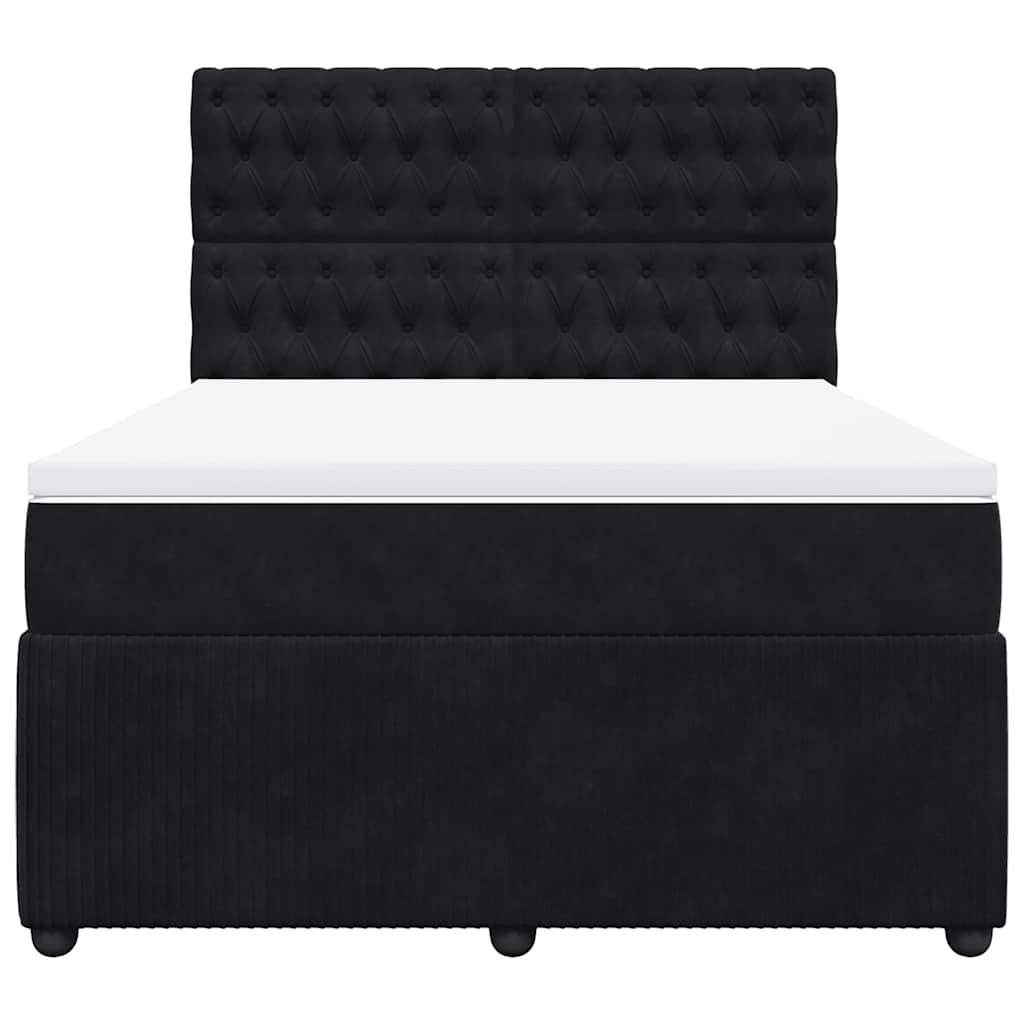 Cama com molas/colchão 140x200 cm veludo preto