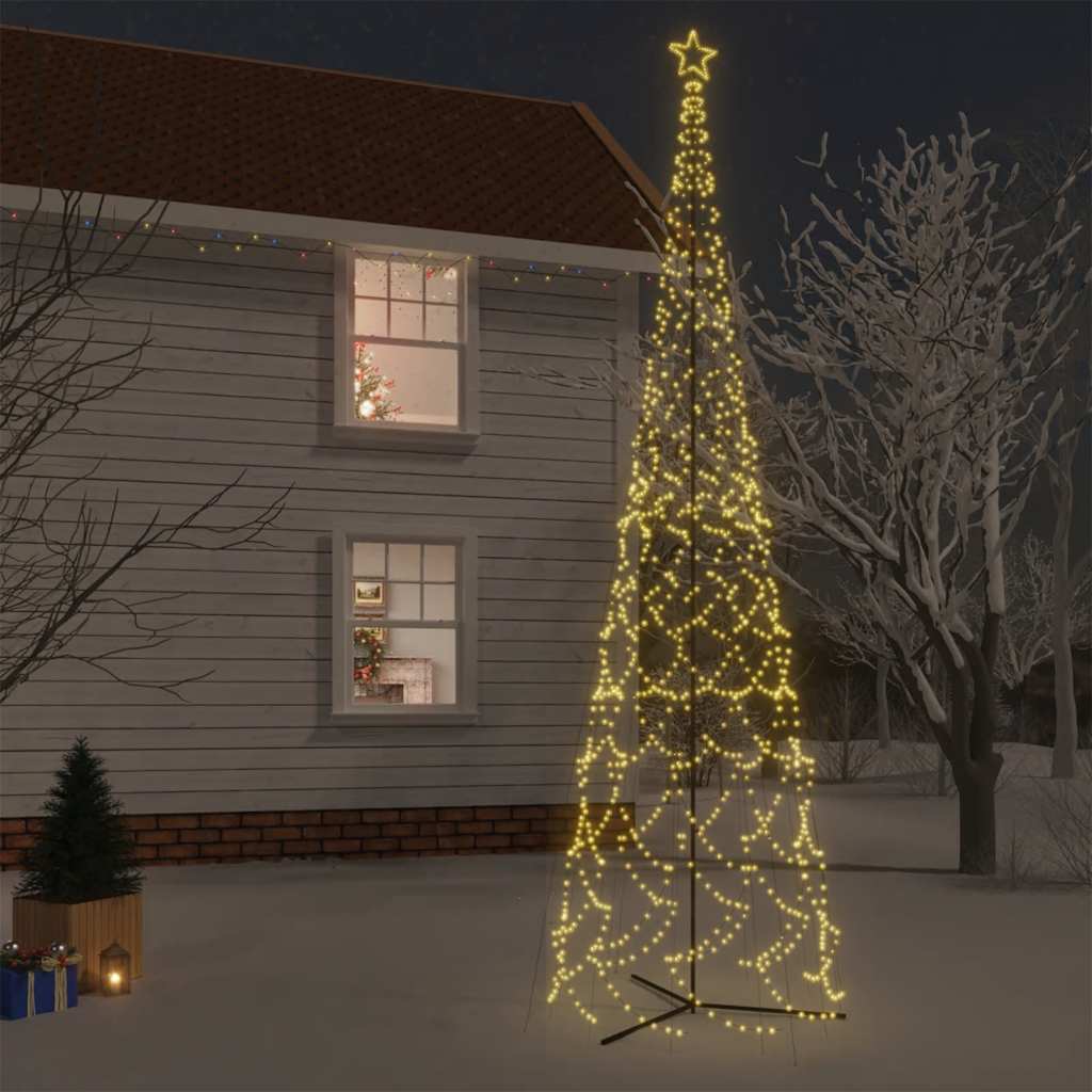 Árvore de natal em forma de cone, branco quente, 3000 leds, 230x800 cm