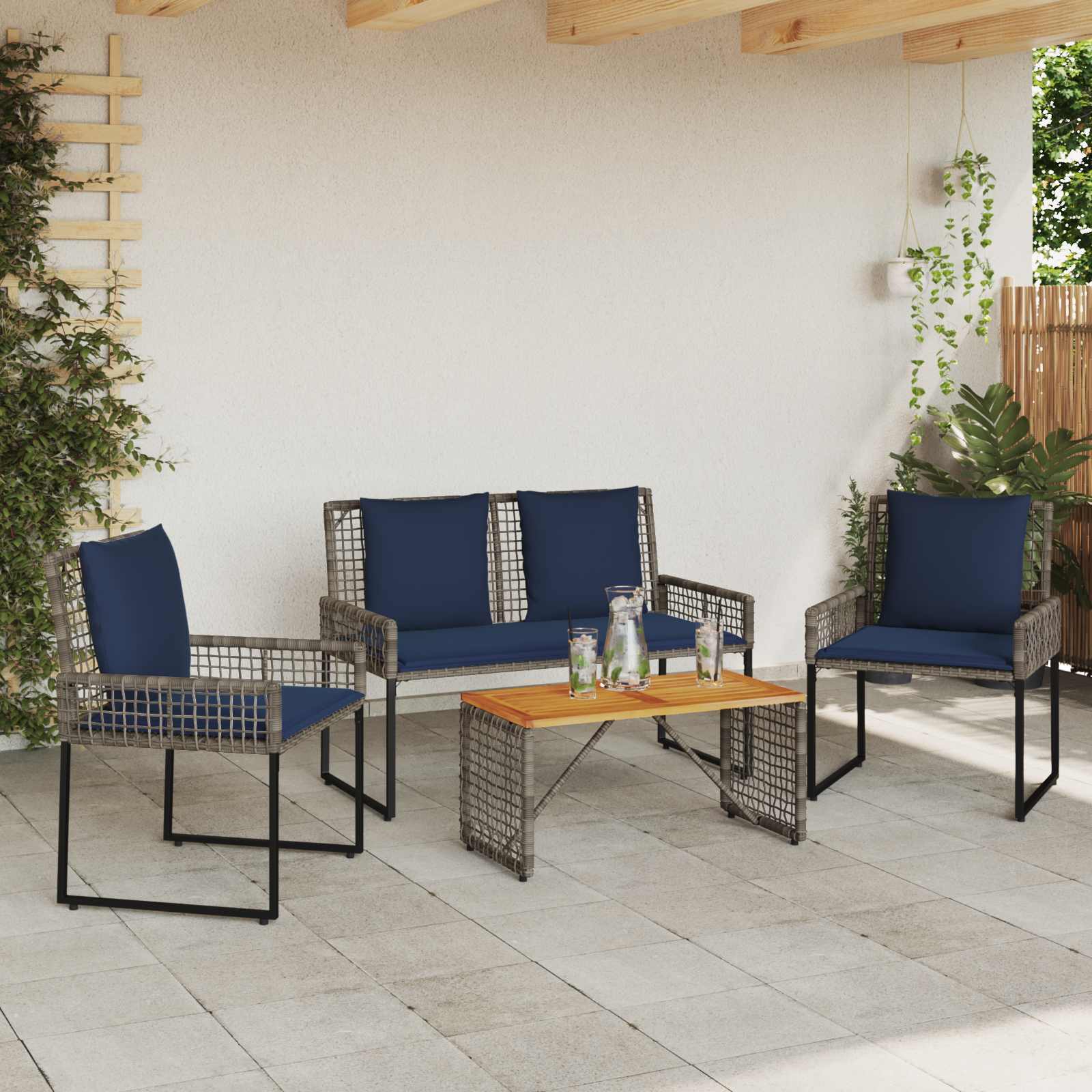 Conjunto de móveis para exterior com almofada aço