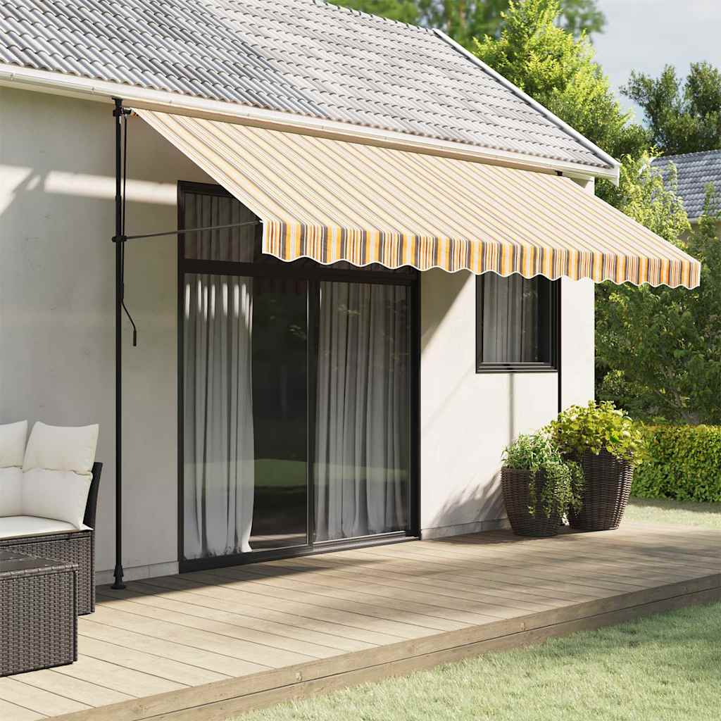 Tecido de substituição para sanefa de toldo 400 cm riscas amarelo/cinzento