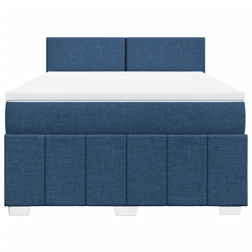 Cama com molas/colchão 160x200 cm tecido azul
