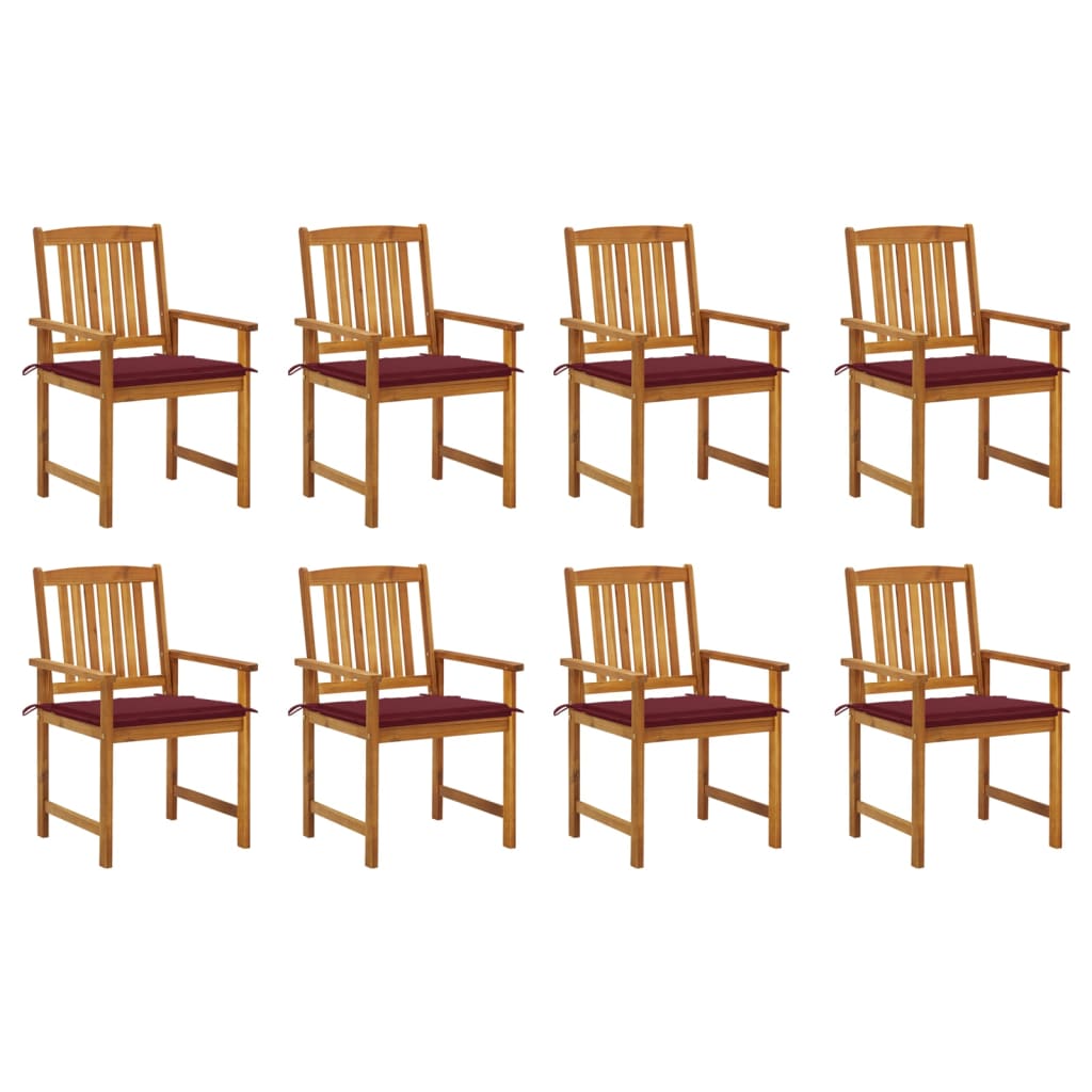 Cadeiras de jardim com almofadões 8 pcs acácia maciça
