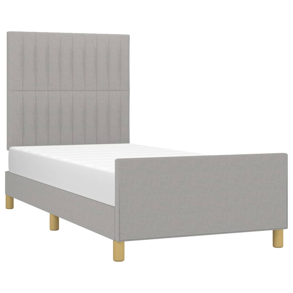 Estrutura de cama sem colchão 90x200 cm tecido cinzento-claro