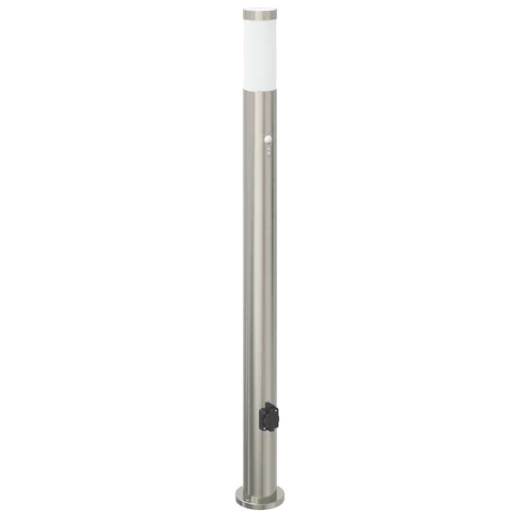 Luminárias de balizamento com sensor e tomada, 3 peças, 110 cm, aço inoxidável, IP44