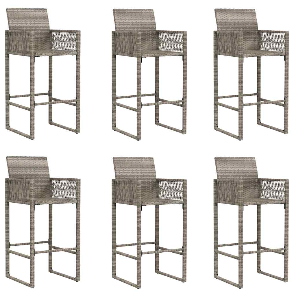7 Pcs conj. bar jardim sem almofadões vime PE/acácia cinzento