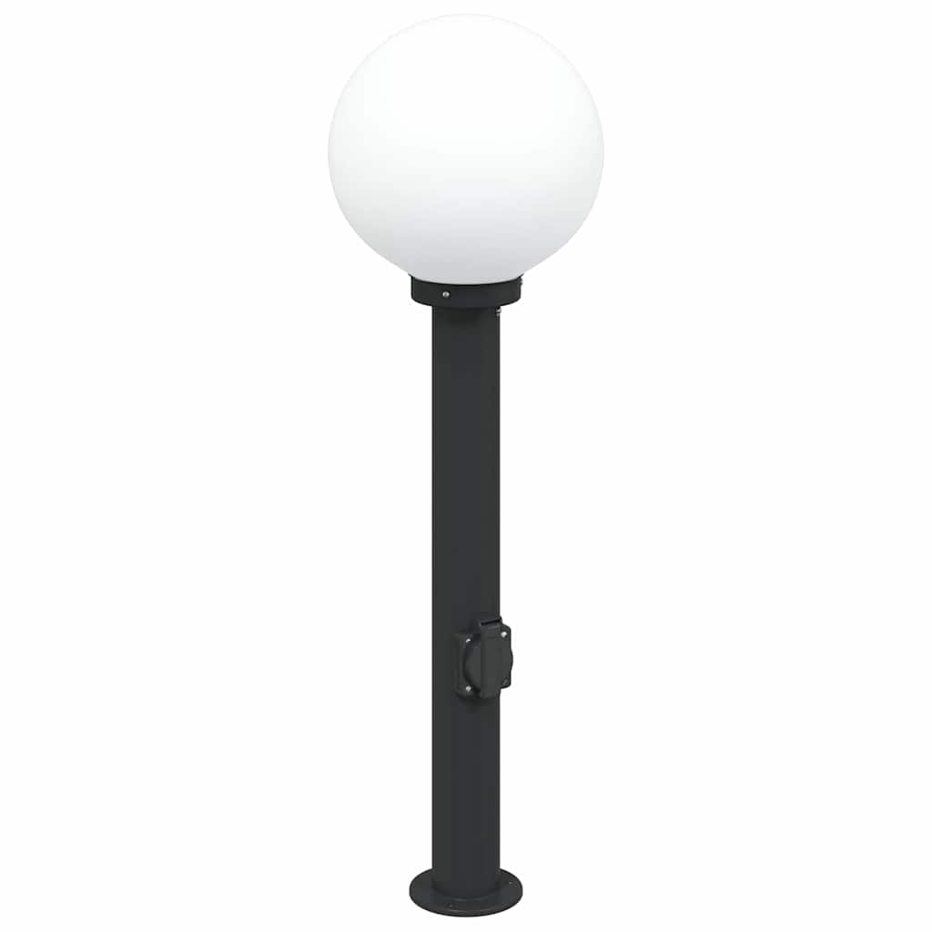 Luminárias de poste com tomada, 3 peças, 80 cm, pretas, IP44