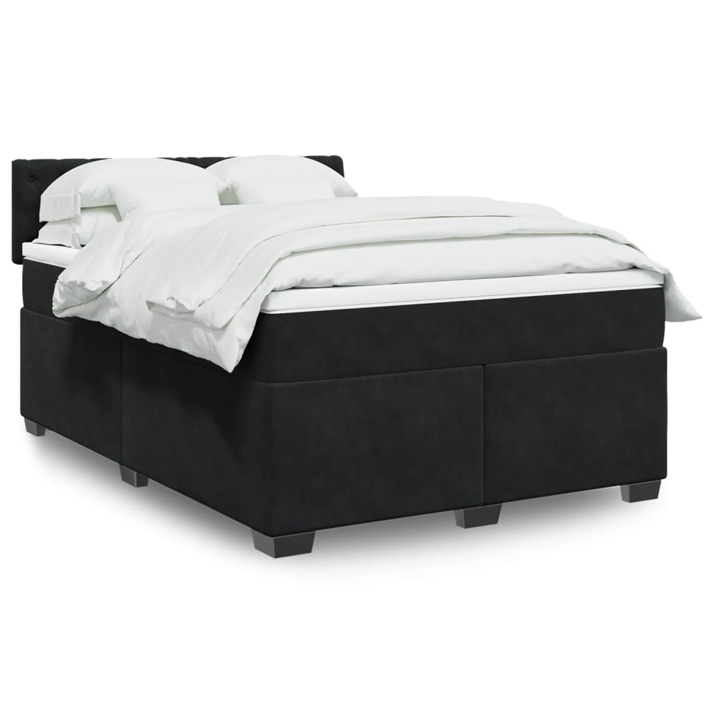 Cama com molas/colchão 140x190 cm veludo preto