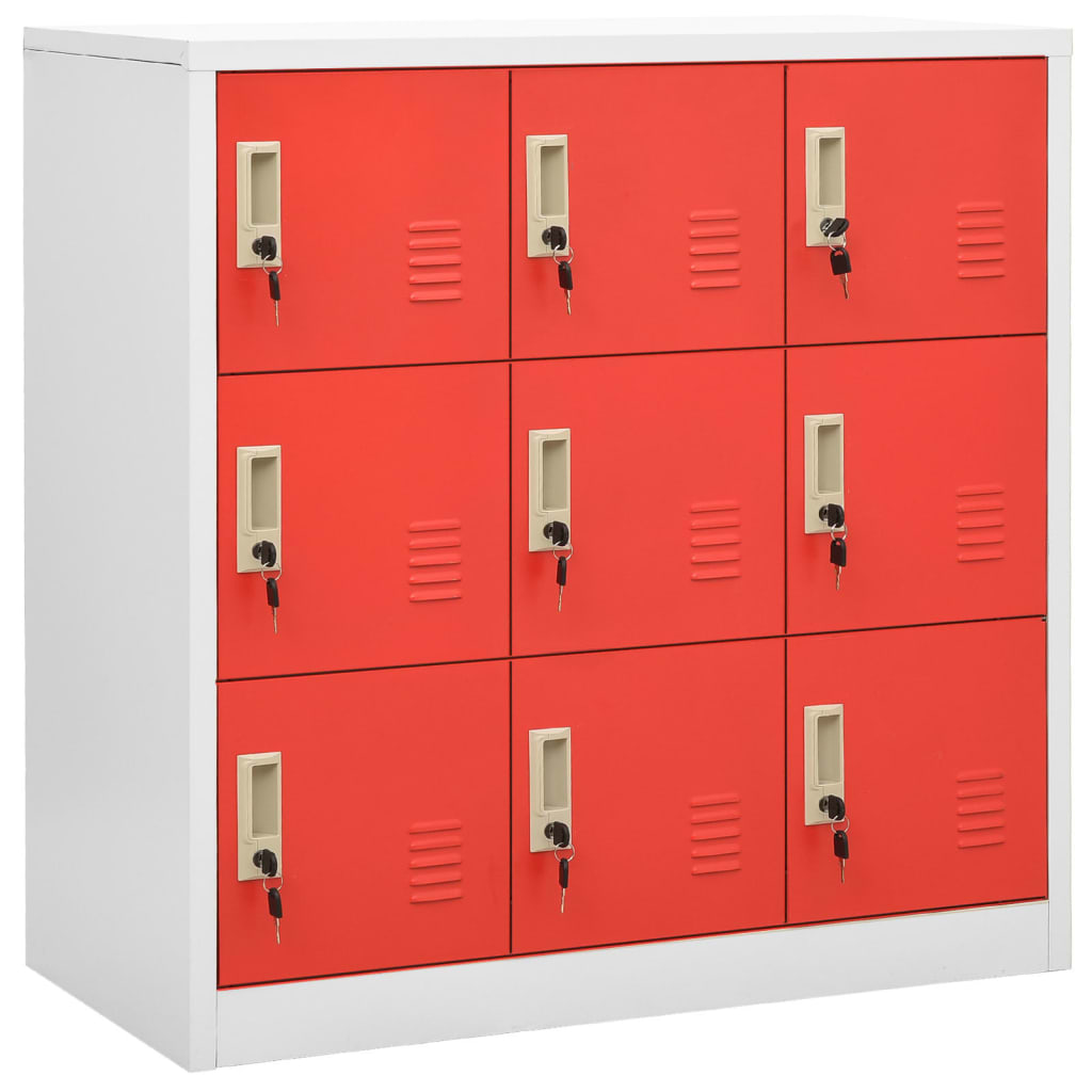 Cacifos 5 pcs 90x45x92,5 cm aço cinzento-claro e vermelho
