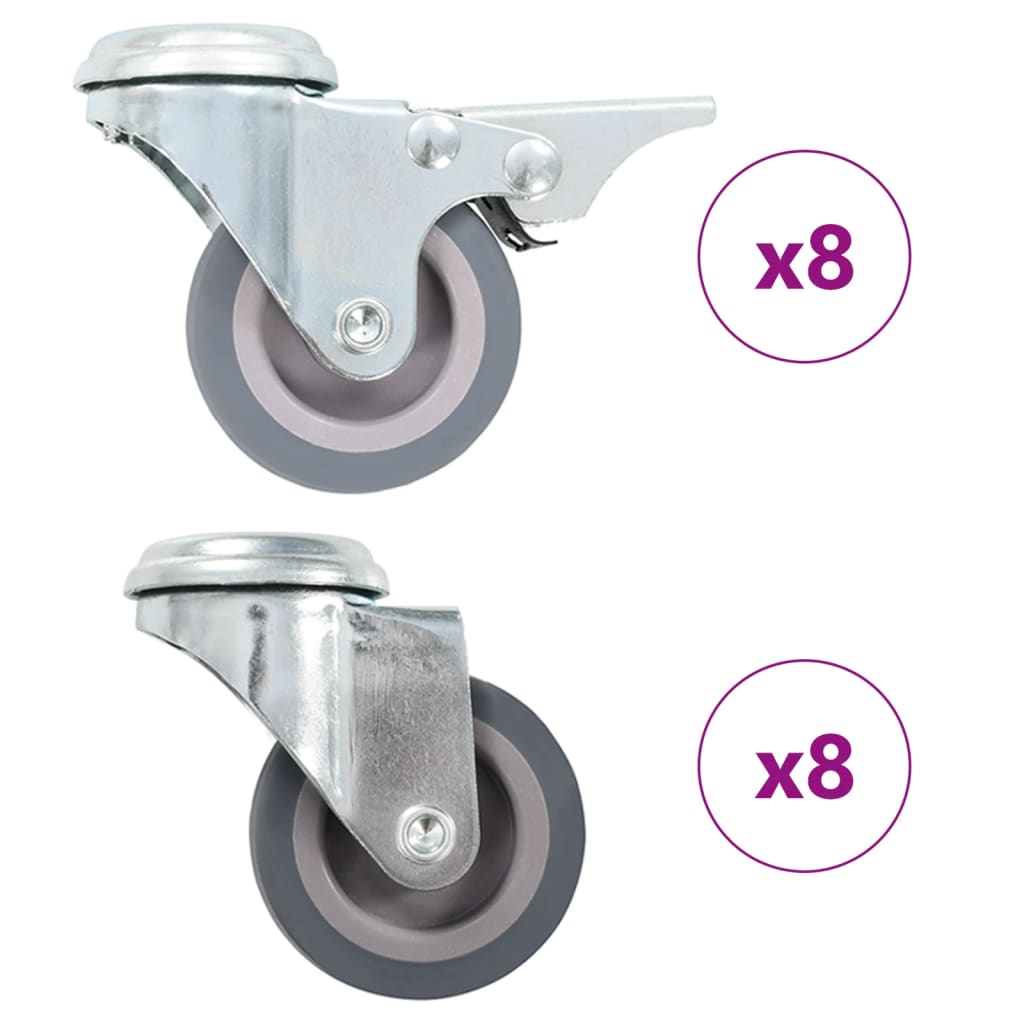 16 Pcs rodas giratórias com orifício para parafuso 50 mm