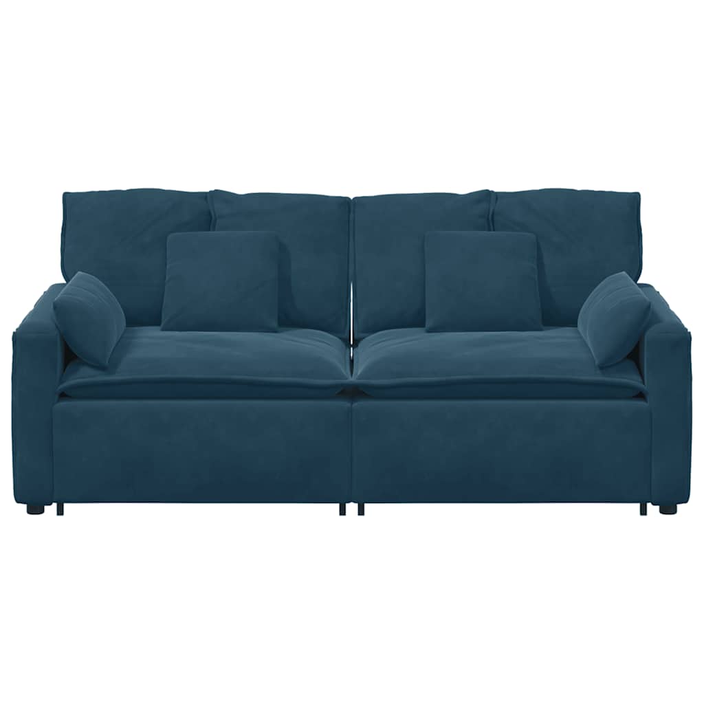 Sofá modular com almofadas azul