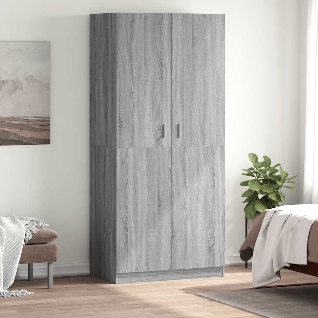 Roupeiro 90x52x200 cm derivados de madeira cinzento sonoma
