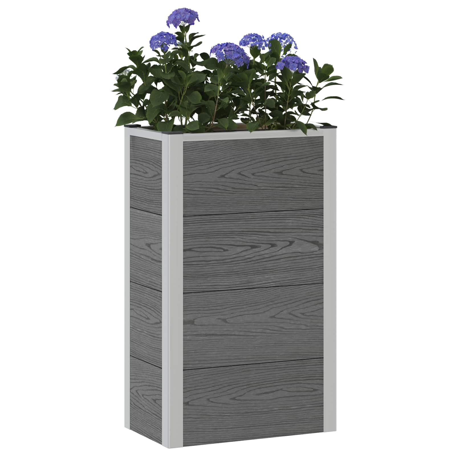Canteiro de jardim elevado cinzento 50 x 30 x 82 cm