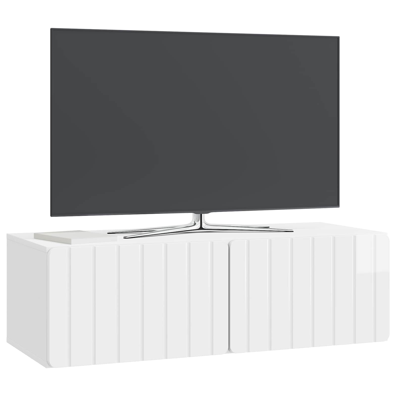Gabinete de TV de parede 98 x 41 x 30 cm branco brilhante
