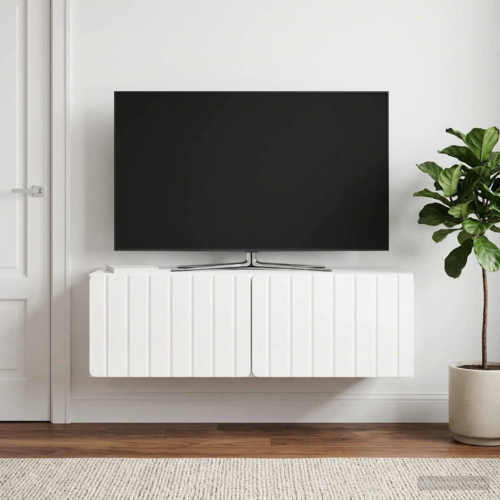 Gabinete de TV de parede 98 x 41 x 30 cm branco brilhante