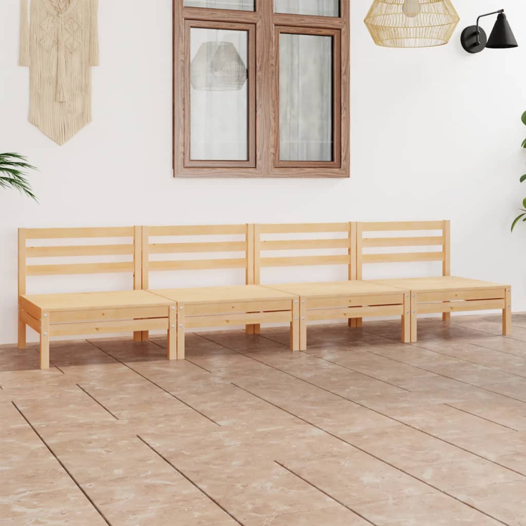 4 Pcs conjunto lounge de jardim pinho maciço