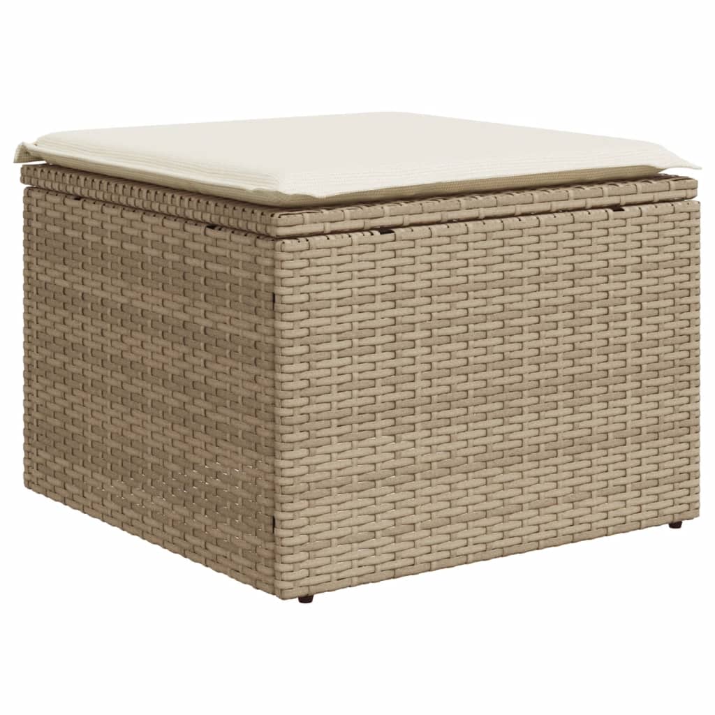 9 Pcs conjunto de sofás p/ jardim com almofadões vime PE bege