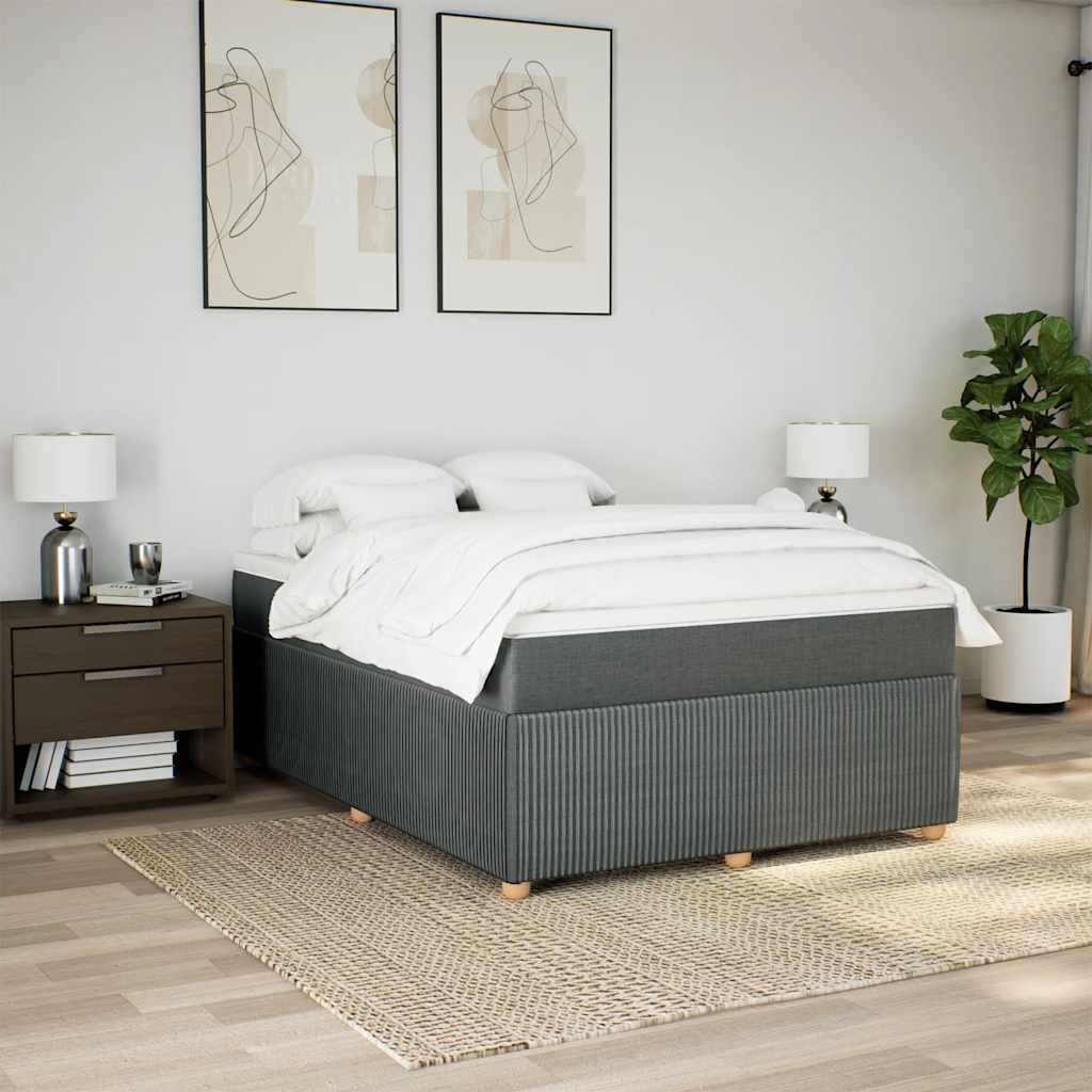 Cama com molas/colchão 140x190 cm tecido cinzento-escuro