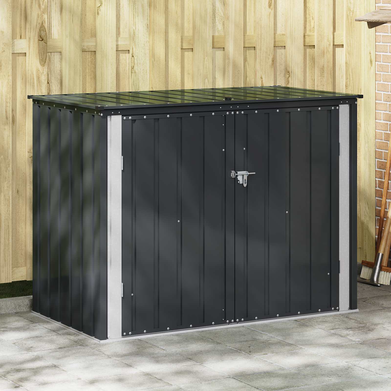 Caixa de armazenamento para jardim preto 151,5 x 82 x 110,5 cm