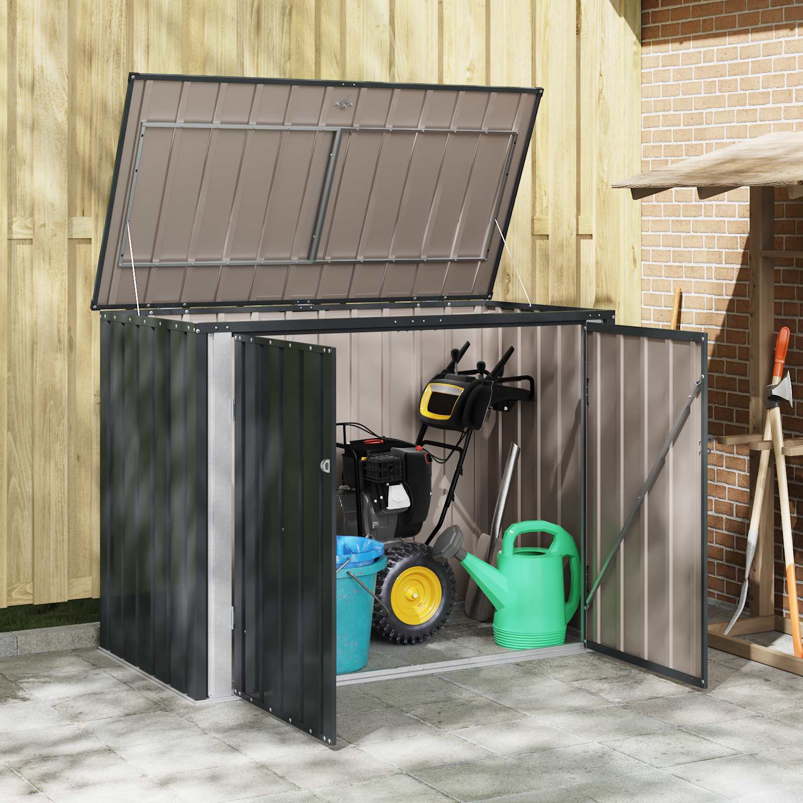 Caixa de armazenamento para jardim preto 151,5 x 82 x 110,5 cm