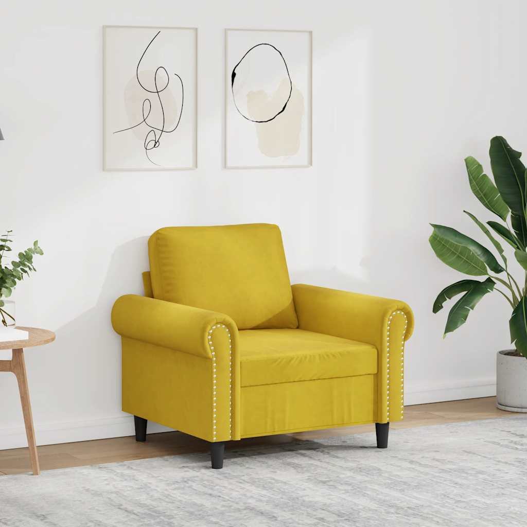 Poltrona 60 cm veludo amarelo