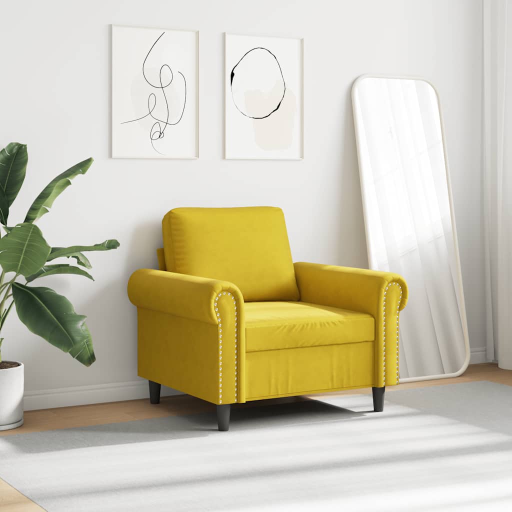 Poltrona 60 cm veludo amarelo