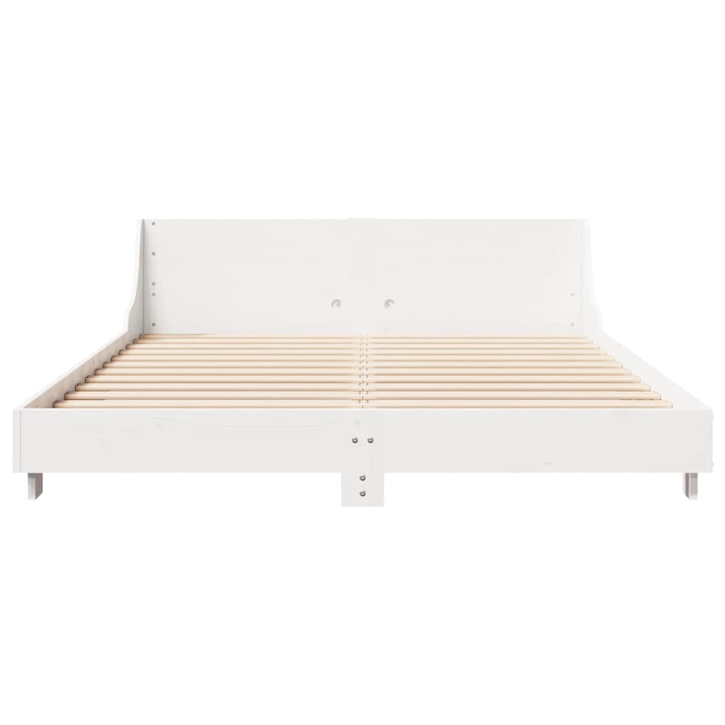 Cama sem colchão 160x200 cm madeira de pinho maciça branco