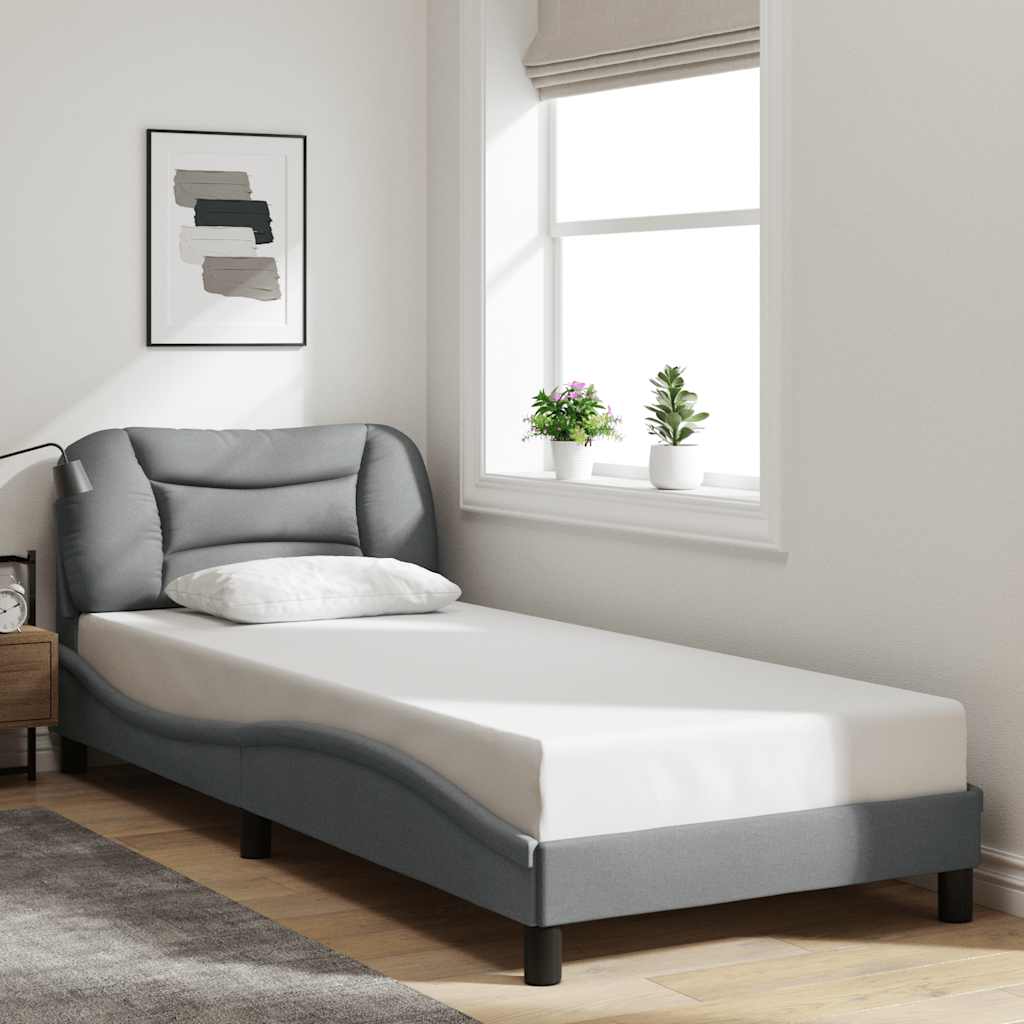 Estrutura de cama sem colchão hvar 80x200 cm tecido cinzento-claro