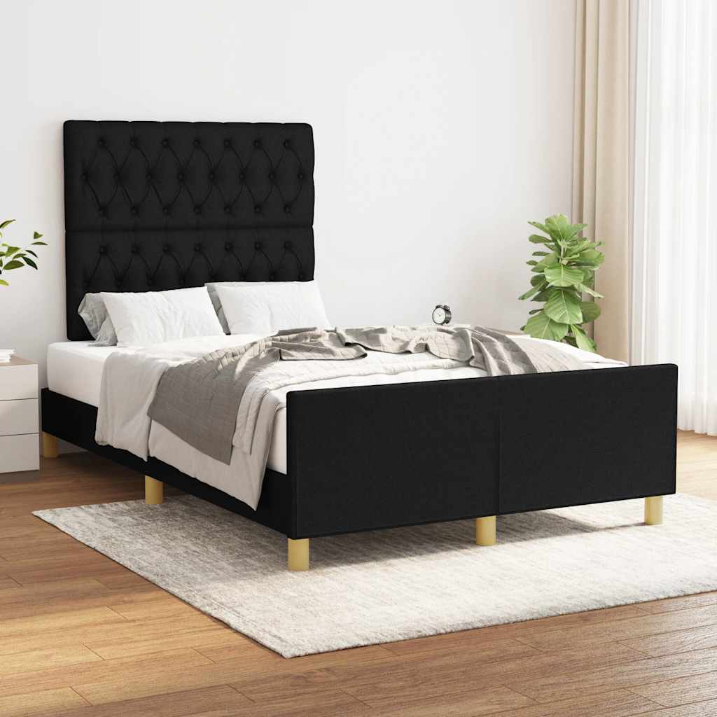 Estrutura de cama sem colchão 120x200 cm tecido preto