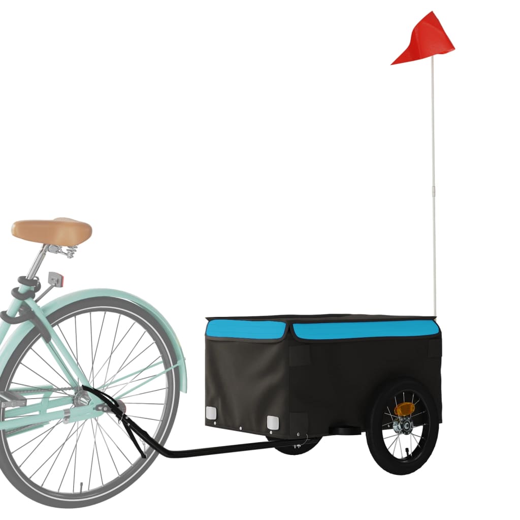 Reboque para bicicleta 30 kg ferro azul e cinza