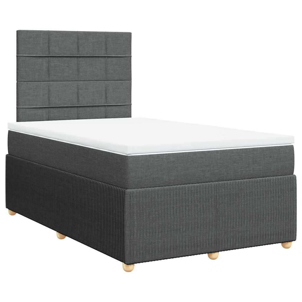 Cama boxspring com colchão 120x190 cm tecido cinzento-escuro