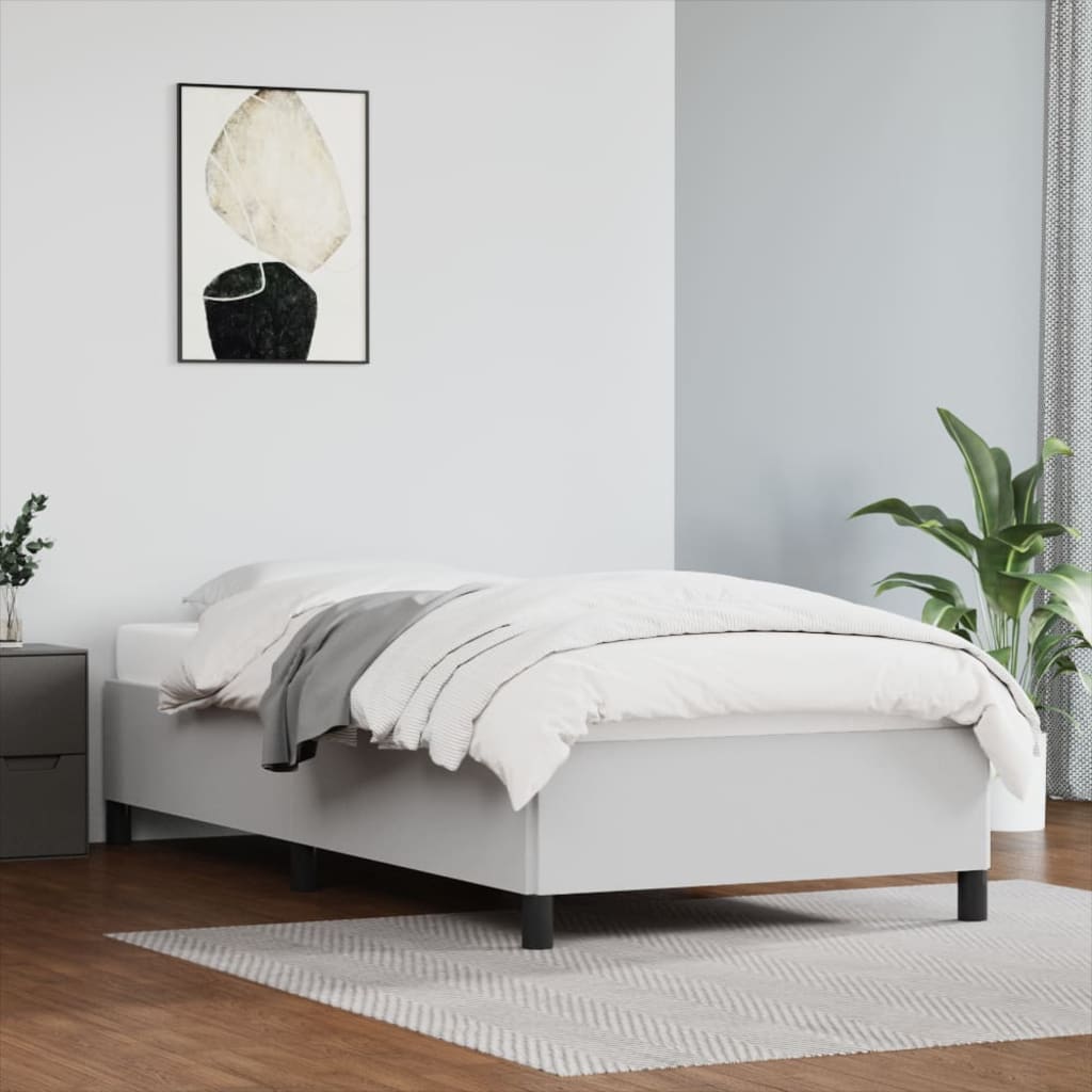 Estrutura de cama sem colchão 90x200 cm couro artificial branco