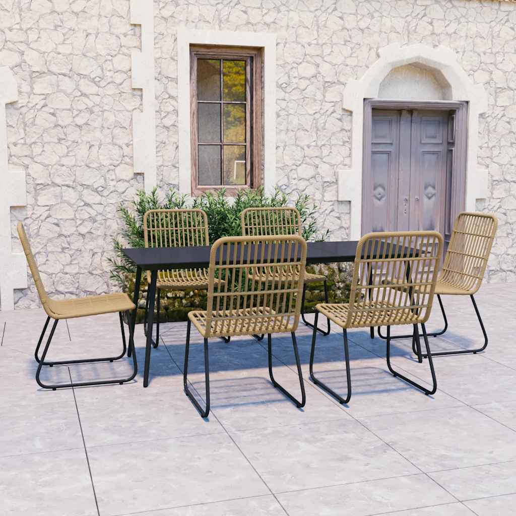 7 Pcs conjunto de jantar para exterior vime PE e vidro
