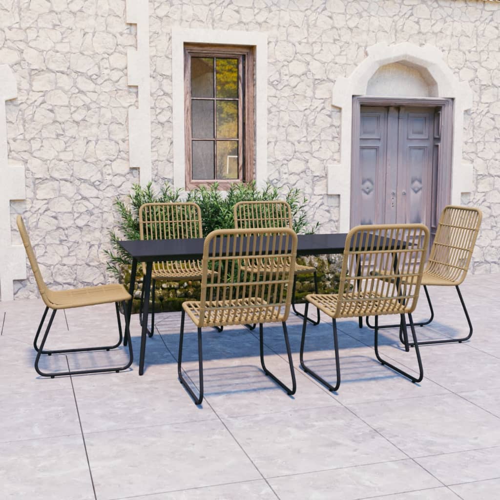 7 Pcs conjunto de jantar para exterior vime PE e vidro