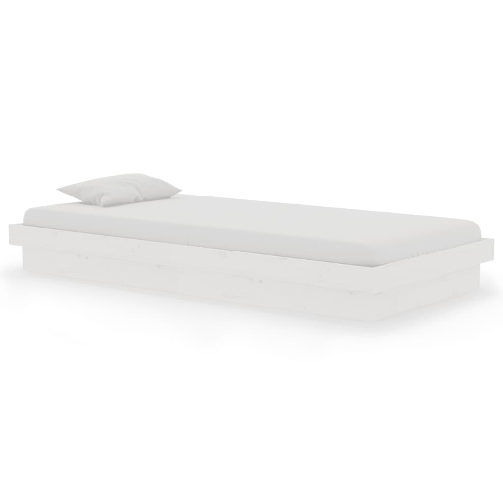 Estrutura de cama solteiro 90x190 cm madeira maciça branco