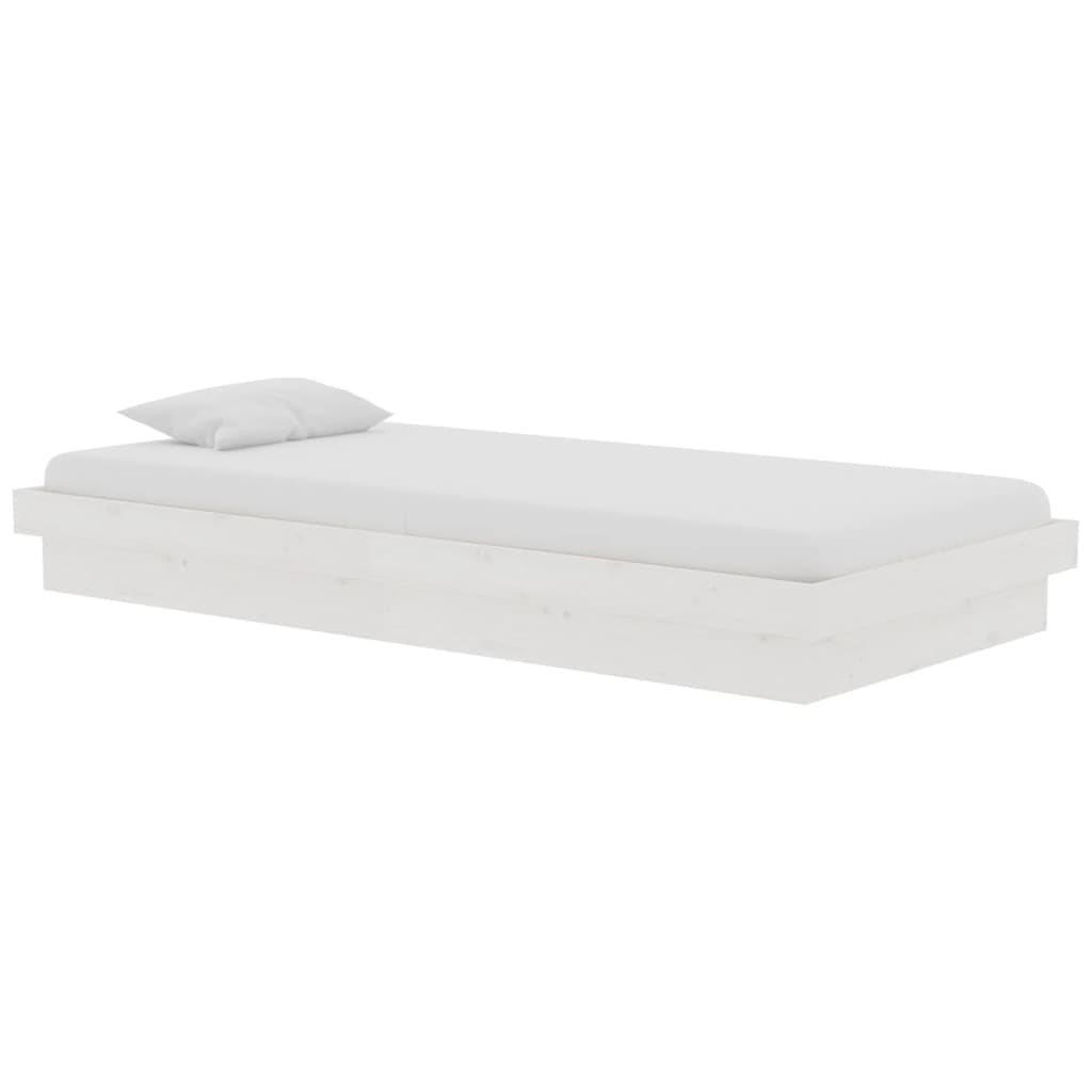 Estrutura de cama solteiro 90x190 cm madeira maciça branco