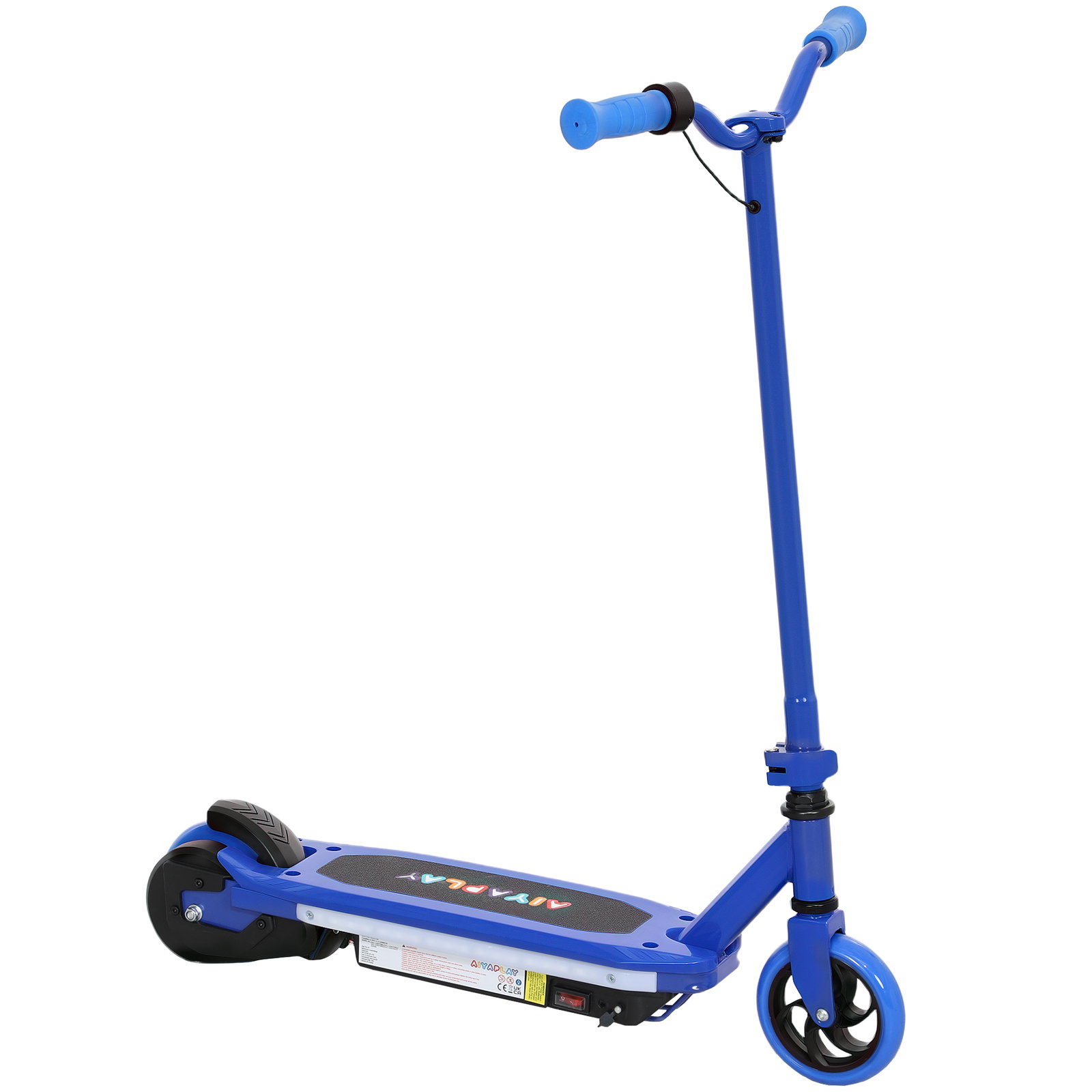 Trotinete elétrica para crianças máx. 10 km/h motor 80 w autonomia máxima 8 km trotinete com luzes LED travão traseiro 76x46x93 cm azul